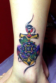 girls' exquisite anchor tattoo pattern