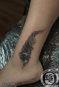 female ankle feather tattoo pattern