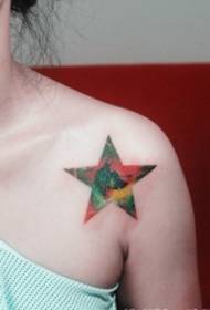 Clavicle next to the fantasy star tattoo pattern