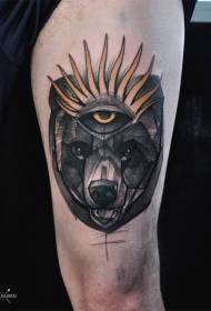 ბარძაყის ფერის ფანტაზიის დათვი თვალის tattoo ნიმუშით