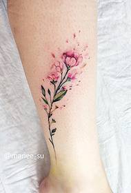 Foot Small Fresh Color Floral Tattoo Pattern