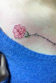 clavícula de menina Um ramo de flores e padrão de tatuagem em inglês