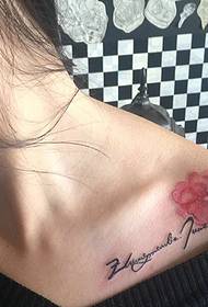 Clavicle Tattoo tattoo with flowers and English