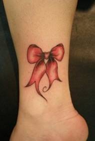 girl's foot or leg goddess tattoo small fresh tattoo bow pattern