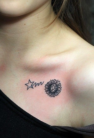 clavicle star sunflower tattoo