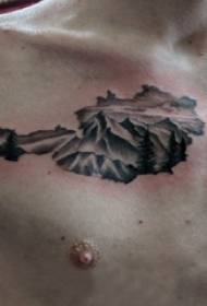 horské tattoo chlapci collarbone tattoo obrázok na čiernej hore