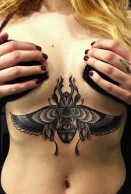 chest black gray point thorn moth tattoo pattern
