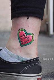 ankle small fresh and lovely watermelon love tattoo pattern