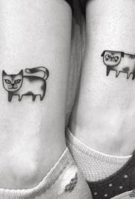 couples feet small fresh cute dog tattoo pattern