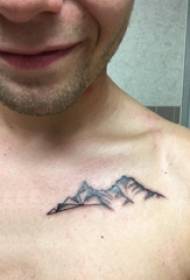 boys clavicle on black prickly abstract line mountain tattoo pictures