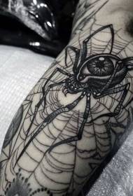 Big Black Misteryo Spider at Pattern sa Tattoo ng Mata