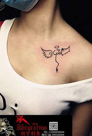 clavicle small angel tattoo