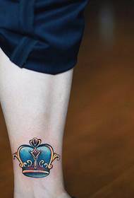 leg color small crown tattoo pattern