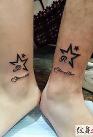 love couple ankle tattoo pattern
