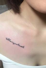 Clavicle with simple English tattoo pattern Very good oh
