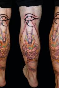 calf colorful Anubis idol tattoo pattern