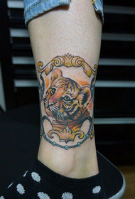 Cute Little Tiger Ankle Tattoo
