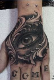 hand back European and American eye letter tattoo pattern