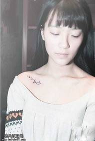 clavicle English girl tattoo pattern