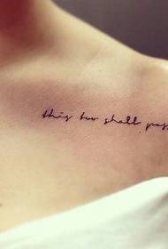 Small fresh clavicle letter tattoo