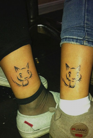 couples on the ankles cute kitten tattoo pattern