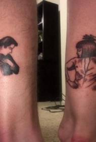 parovi gležnjače na crno sivim kreativnim likovima slike portretnih tetovaža