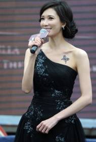 Lin Chi-ling clavicle show butterfly tattoo pattern