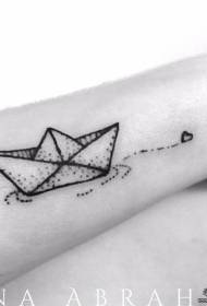 ankle small fresh point paper boat tattoo pattern