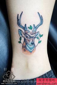 Ankle color antelope tattoo pattern