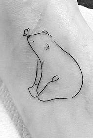 foot simple line small fresh bear tattoo pattern