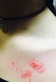 90 după fată sub claviculă a tatuajului de flori