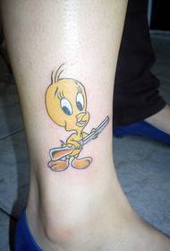 froulike ankel cute cartoon fûgel tatoeage