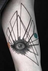 arm black geometric eye and colorful circle tattoo pattern