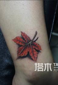 Ankle maple leaf tattoo pattern