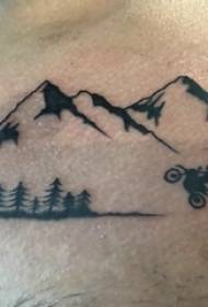 Bocah tato Hillthorn ing ngisor clavicle gambar tato puncak gunung