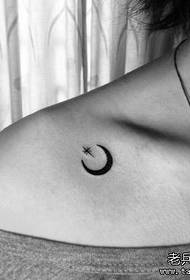 girls clavicle totem small moon and stars tattoo pattern