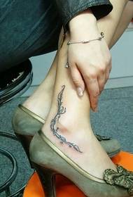 beautiful ankle flower-like flower vine tattoo pattern