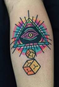 a set of tattoos with a combination of geometric figures and eyes