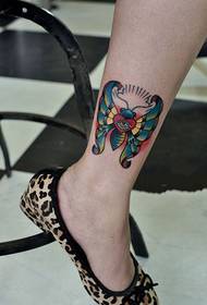 An alternative color butterfly on the ankle