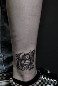gležanj crno-bijeli tetovaža Riba