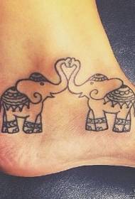 ankle small fresh elephant tattoo pattern