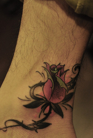 ankel populära delikat ros tatuering mönster
