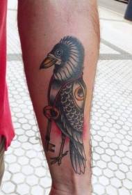 malá ruka starej školy farebný vták a tajomný vzor tetovania očí