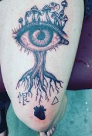 thigh tattoo traditional girl thighs Eyes and big tree tattoo pictures