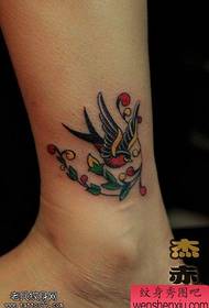 ankle color swallow tattoo pattern