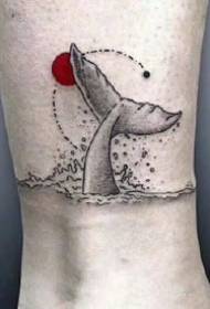 9 fotot e zeza të kyçit të këmbës Tattoo i elementeve me pika të kuqe të kafshëve bimore
