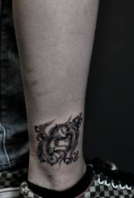 Patrón de tatuaxe de peixes brancos e negros
