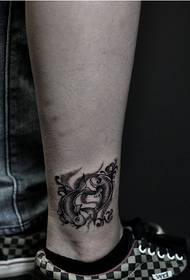 ankle black and white Pisces tattoo pattern picture
