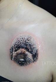 small Teddy tattoo pattern at the clavicle