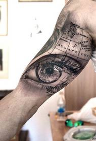 Liels melns platums un garums Eiropas un Amerikas reālistisks acu tetovējuma modelis